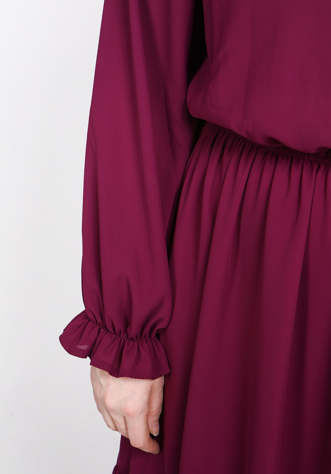 Платье однотонное с воланом Bianka Modeno, размер 52, цвет красный - фото 2