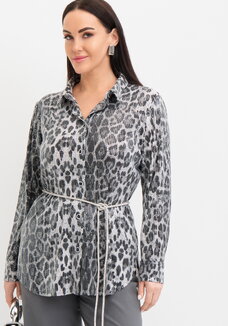 Блуза с анималистическим принтом в паетках