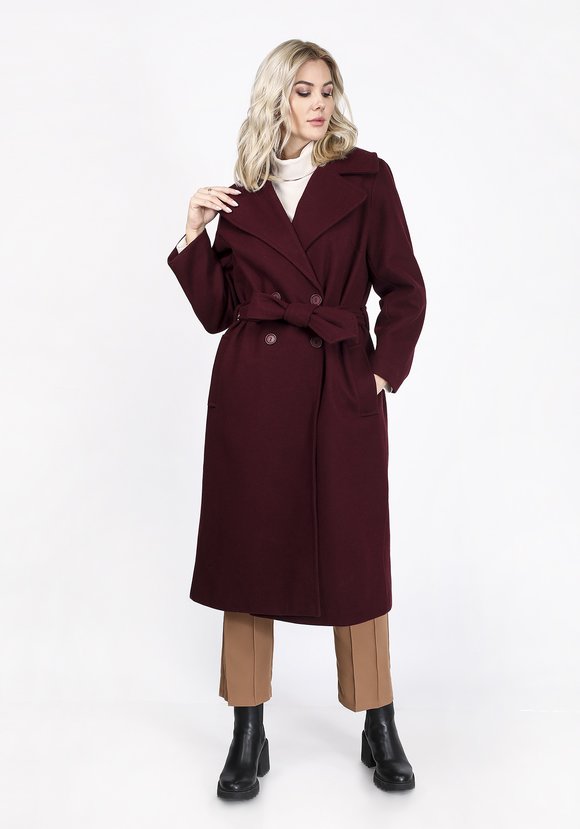 Пальто с поясом и английским воротником шир.  580, рис. 5