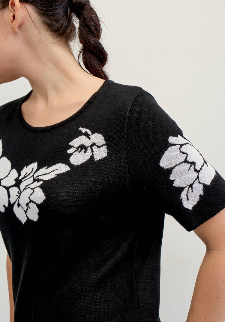 Джемпер с цветами по полочке и рукавам шир.  750, рис. 5