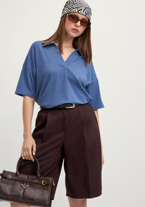 Поло с отложным воротником в рубчик шир.  580, рис. 23