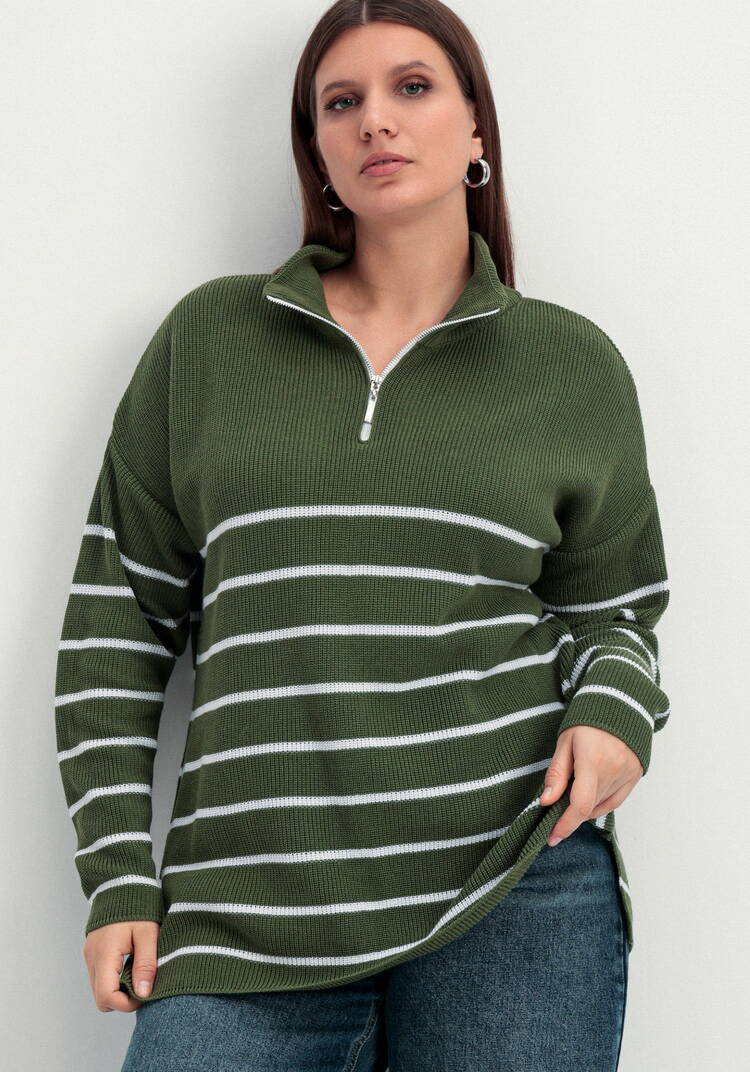 Джемпер в полоску с воротником-поло на молнии шир.  750, рис. 41