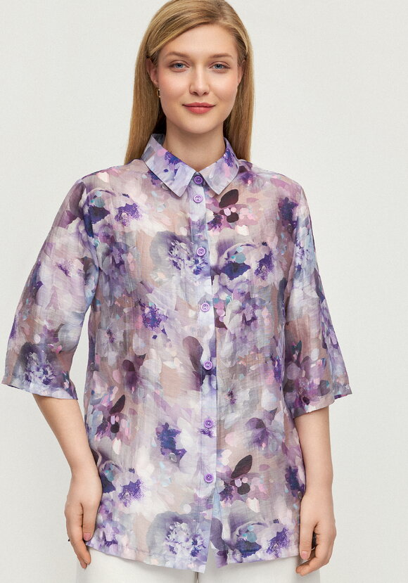 Блуза изо льна Цветочная соната шир.  580, рис. 4