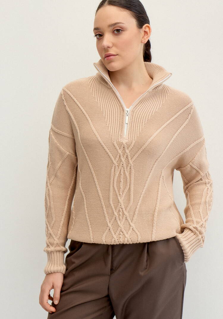 Свитер с фактурным рисунком на молнии шир.  750, рис. 3