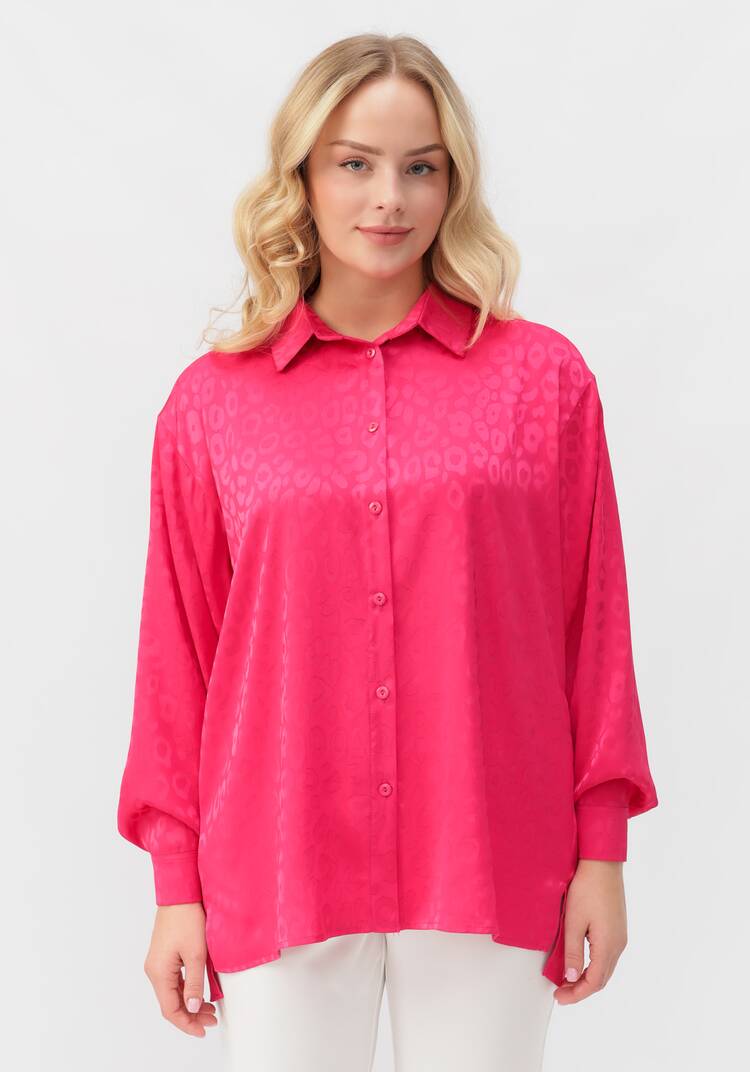 Рубашка атласная с анималистичным принтом шир.  750, рис. 11