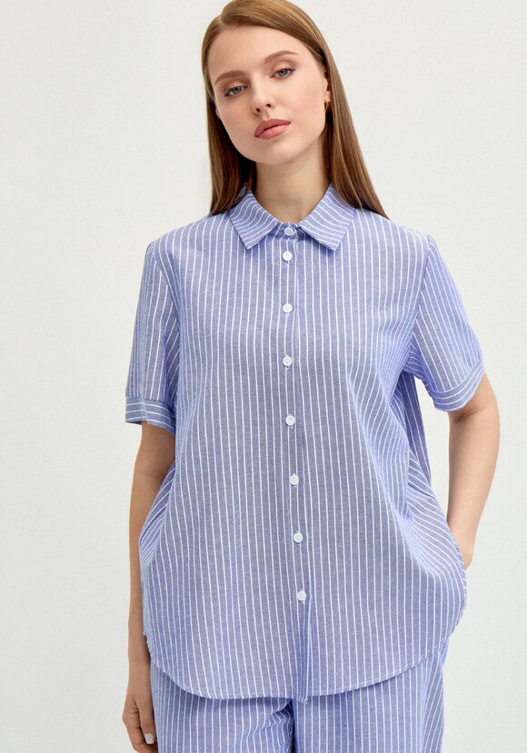 Блуза на пуговицах в вертикальную полоску шир.  580, рис. 17
