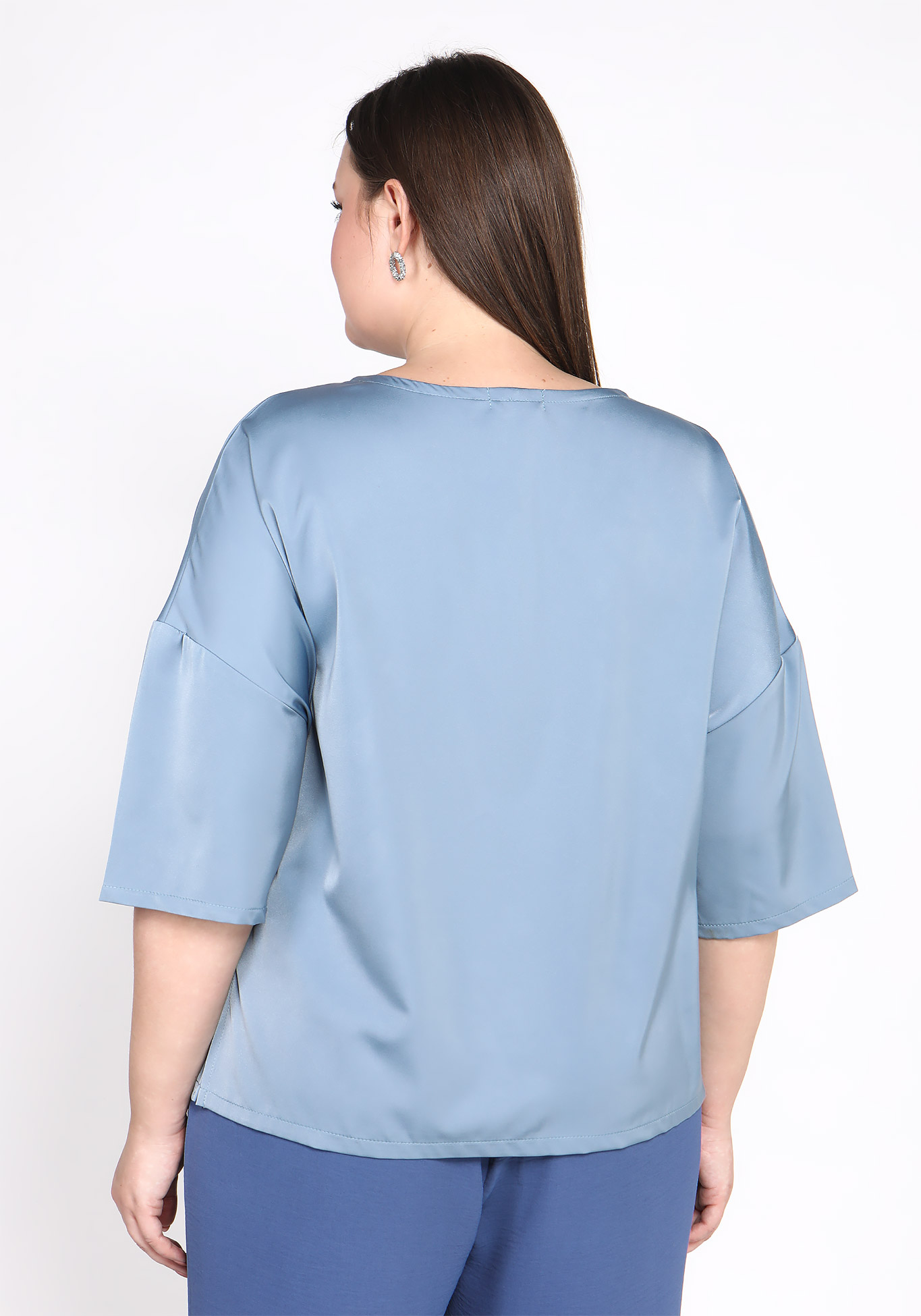 Блуза базовая однотонная Bianka Modeno, размер 52, цвет белый - фото 4