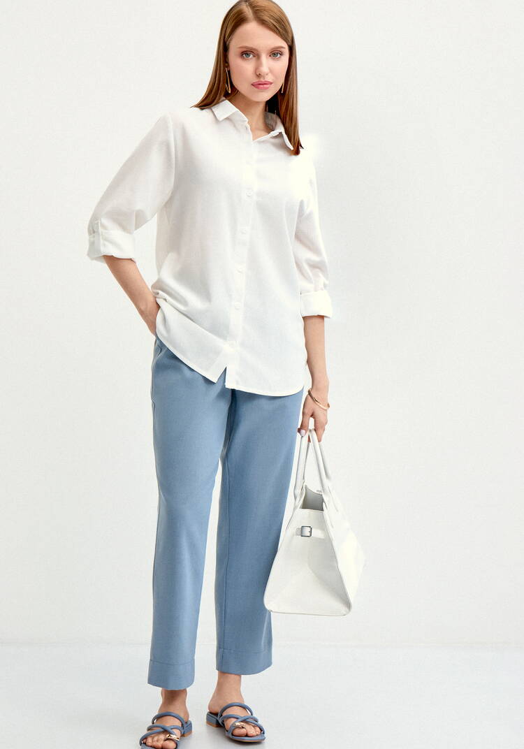 Брюки прямые изо льна шир.  750, рис. 7