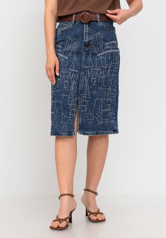 Юбка джинсовая со стразами шир.  580, рис. 1