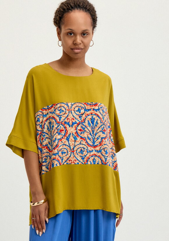 Блуза с принтом из штапеля шир.  580, рис. 4