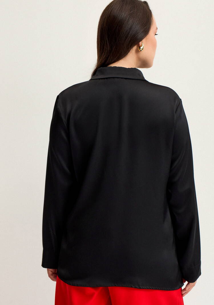 Блуза из шелка с супатной застежкой шир.  750, рис. 3