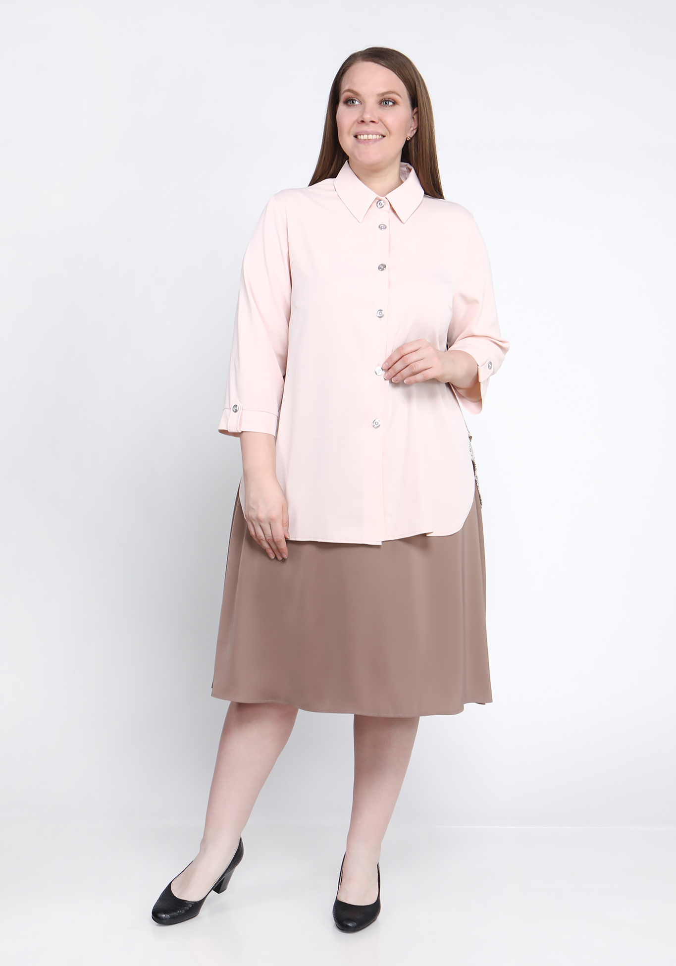 Блуза необычного кроя Bianka Modeno, размер 58, цвет пудровый - фото 6