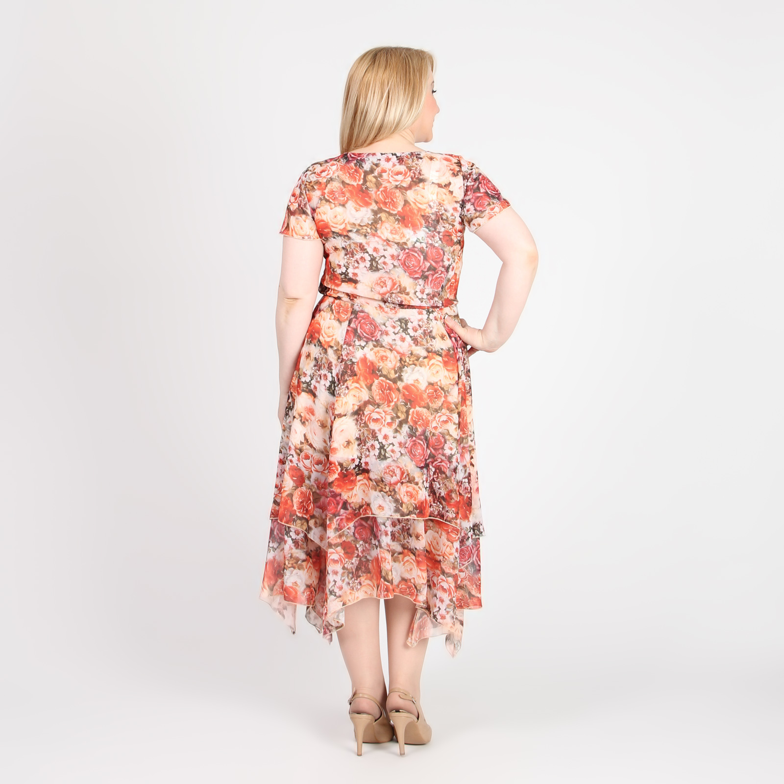Платье из шифона с принтом «Цветочная симфония» Bianka Modeno, размер 58 - фото 2