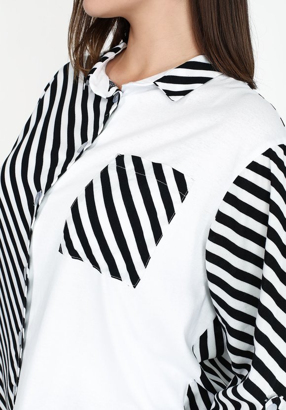 Блузка с комбинированной тканью шир.  580, рис. 8