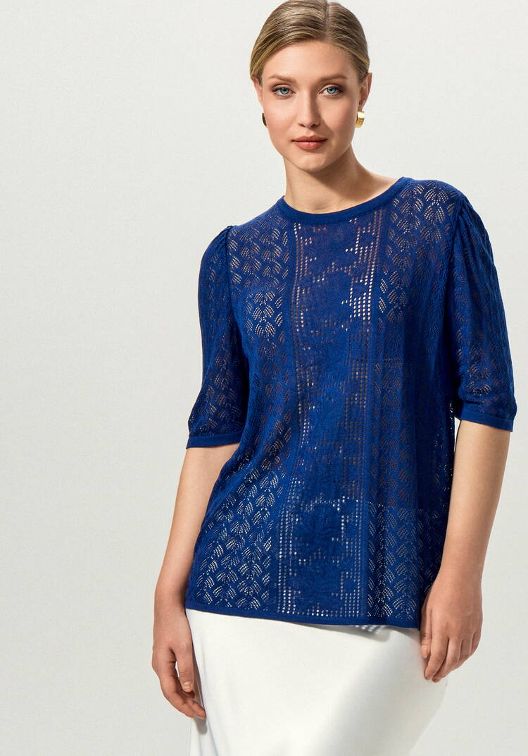 Джемпер с ажурным рисунком и защипами шир.  750, рис. 23