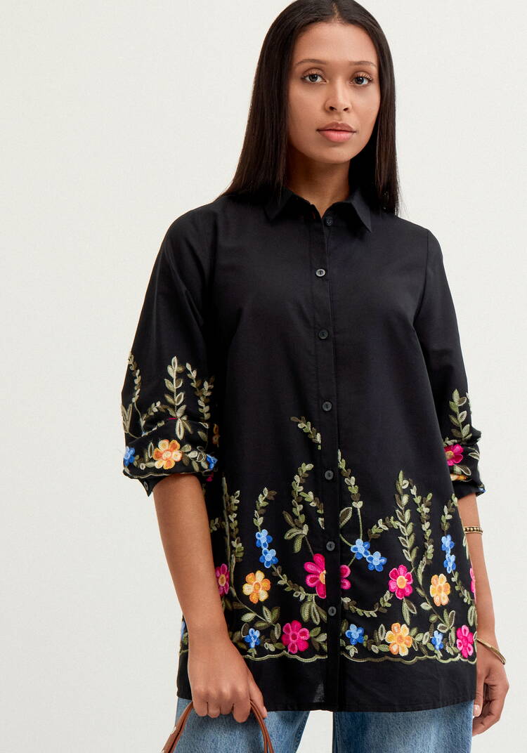 Рубашка с цветочной вышивкой шир.  750, рис. 8