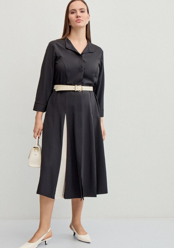 Платье с контрастными вставками в складках шир.  580, рис. 12