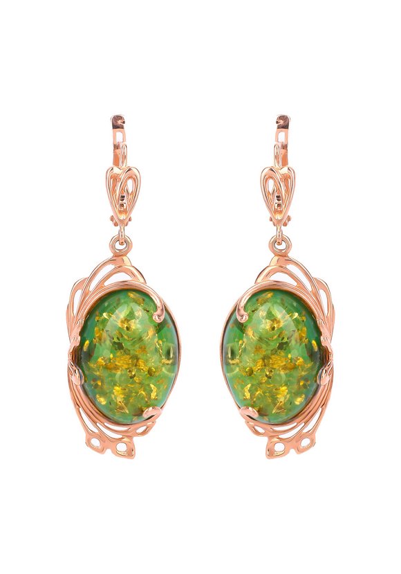 Серьги серебряные Янтарные грани шир.  580, рис. 1