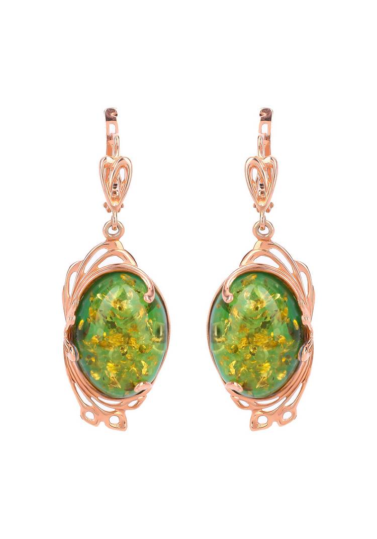 Серьги серебряные Янтарные грани шир.  750, рис. 1