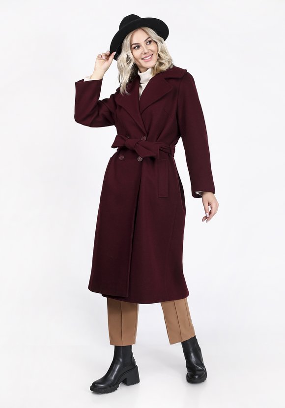 Пальто с поясом и английским воротником шир.  580, рис. 6