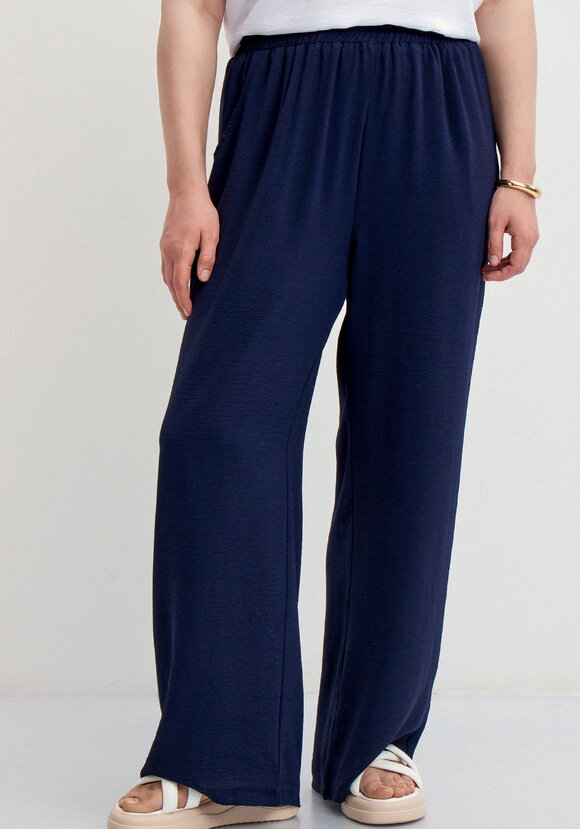 Брюки палаццо на резинке с карманами шир.  580, рис. 9