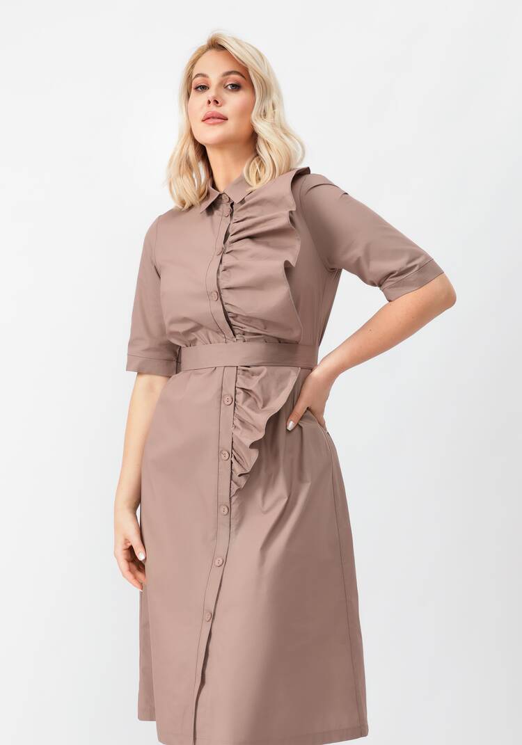 Платье на пуговицах с декоративной сборкой шир.  750, рис. 8