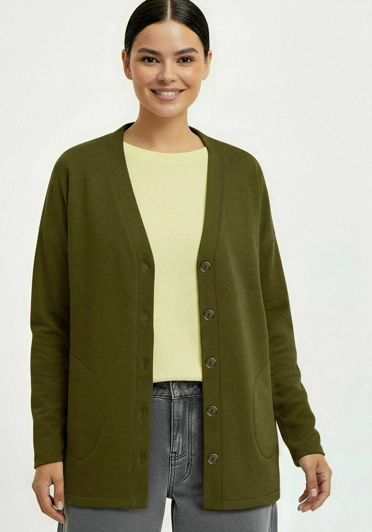 Кардиган на пуговицах утепленный шир.  750, рис. 42