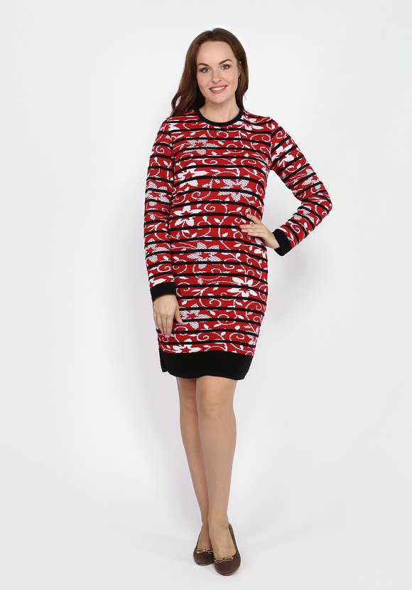 Платье с длинным рукавом и цветочным узором шир.  580, рис. 8