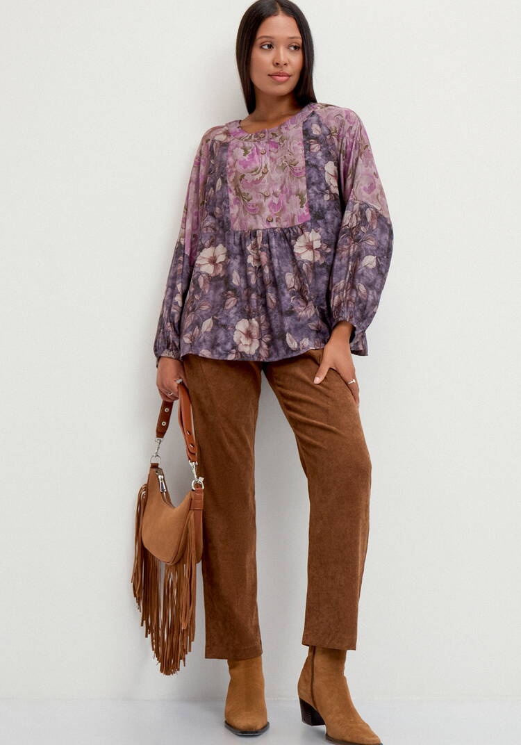 Блуза  с комбинированным принтом шир.  750, рис. 11