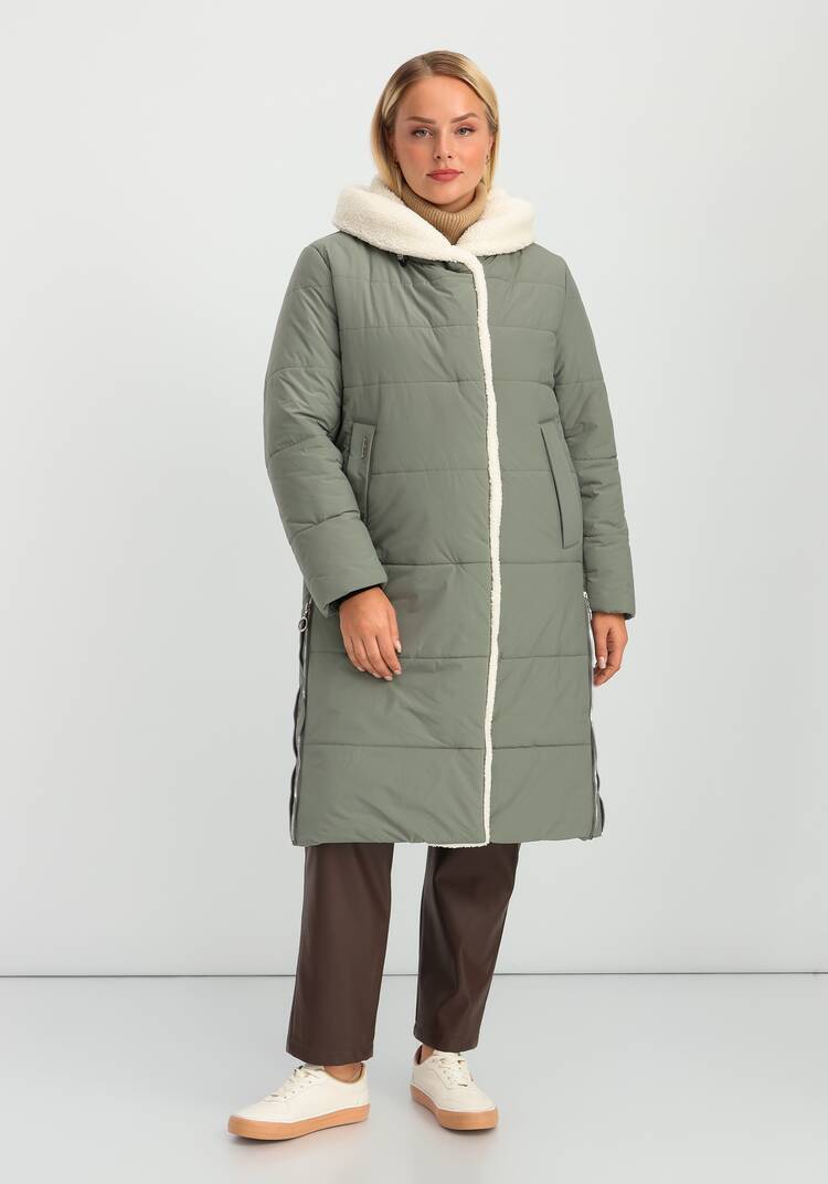 Пальто с капюшоном из меха шир.  750, рис. 21