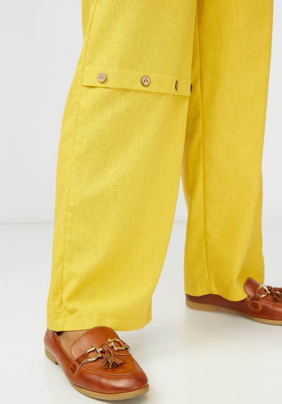 Брюки с декоративной складкой впереди шир.  580, рис. 6