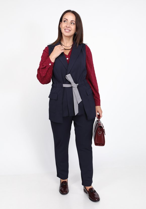 Брюки однотонные зауженные к низу шир.  580, рис. 1