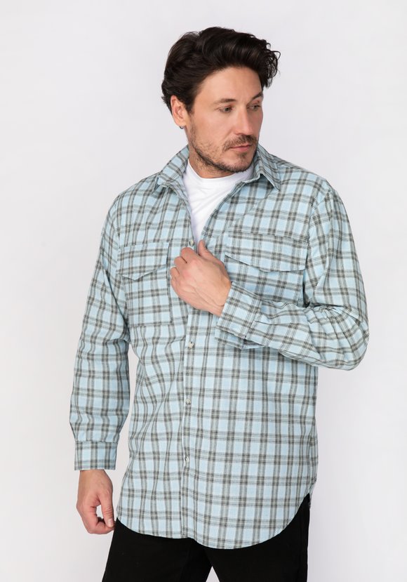 Рубашка мужская в мелкую клетку шир.  580, рис. 1