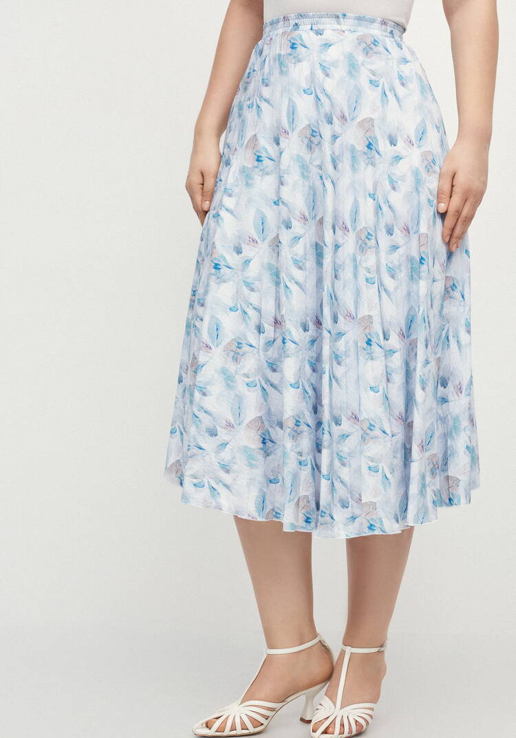 Плессированная юбка с цветочным принтом шир.  750, рис. 4