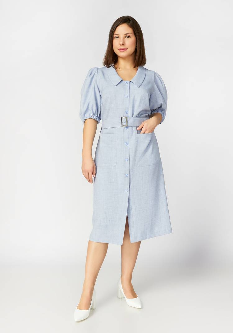 Платье на пуговицах с рукавом фонарик шир.  750, рис. 9