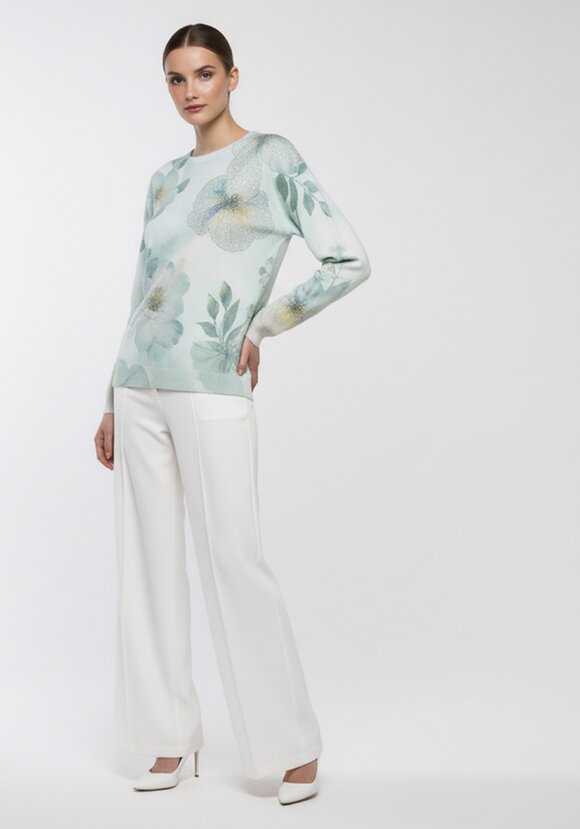 Блуза трикотажная с принтом в стразах шир.  580, рис. 7