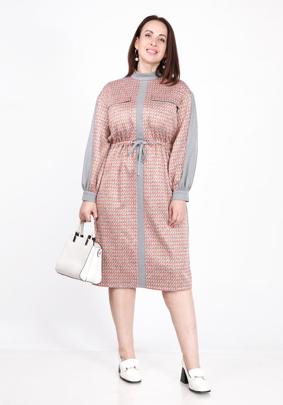 Платье комбинированное прямого кроя шир.  580, рис. 2