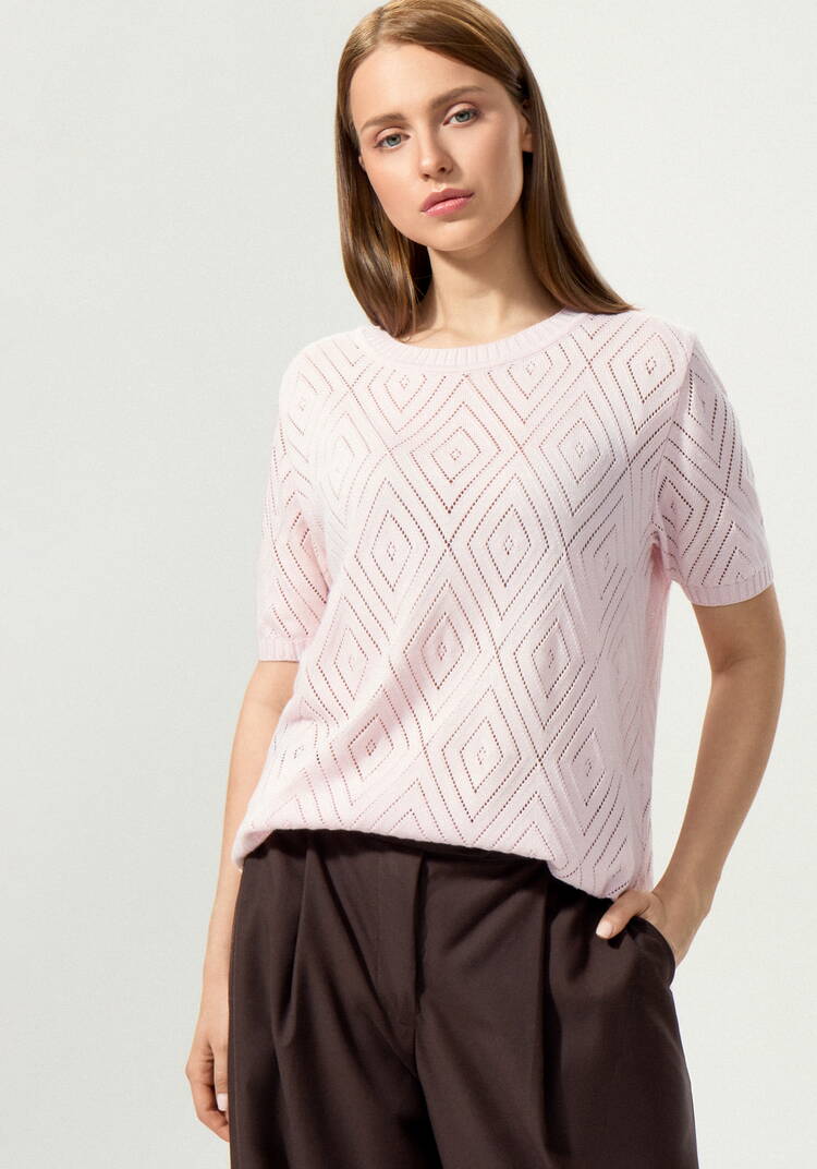 Джемпер с коротким рукавом ажурный шир.  750, рис. 27