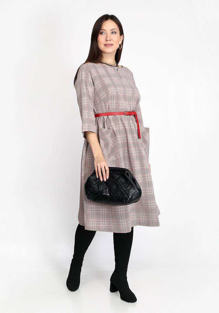 Платье в мелкую клетку с резинкой на талии шир.  750, рис. 5