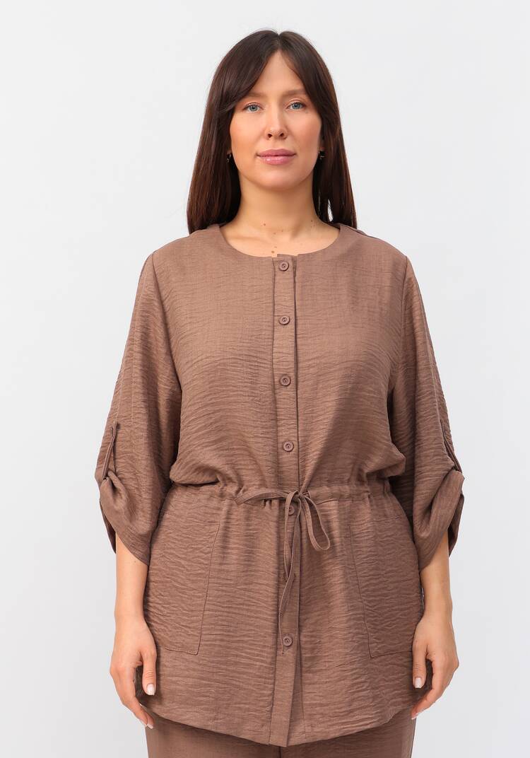 Кардиган на пуговицах с кулиской по талии шир.  750, рис. 4