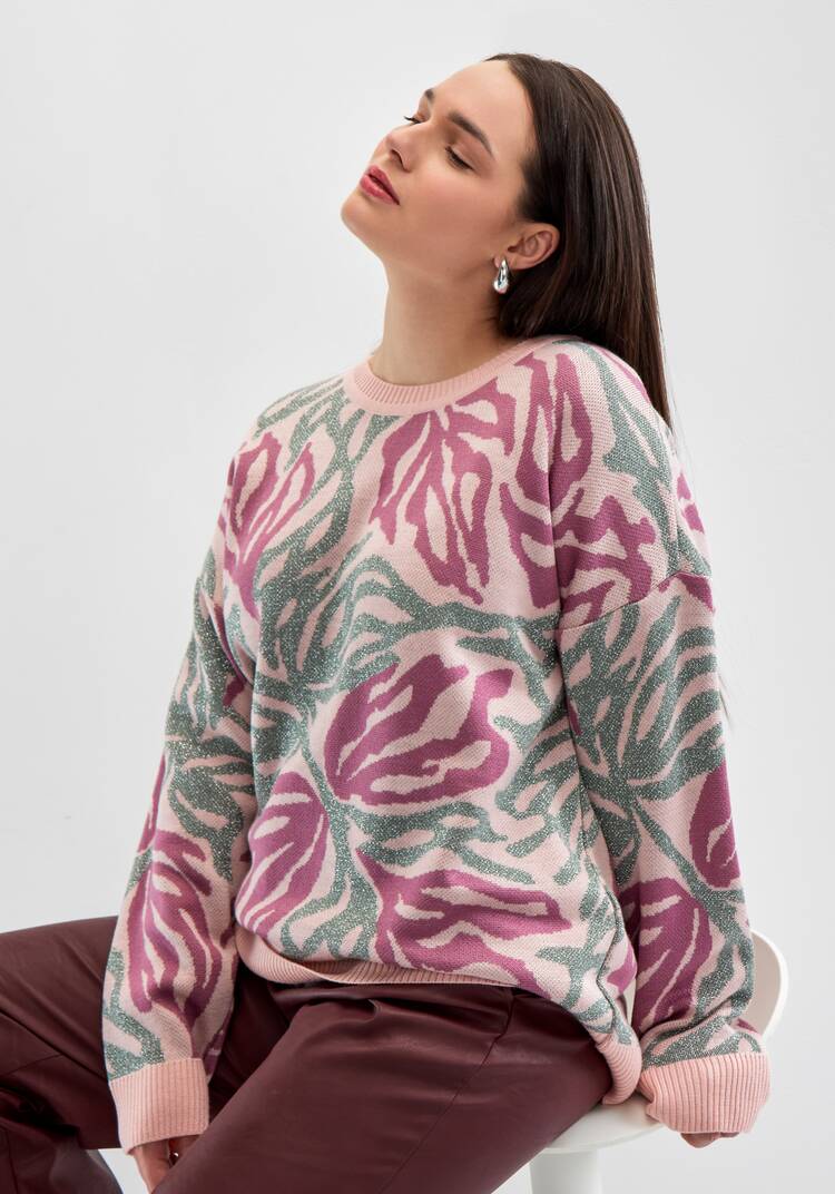 Джемпер с растительным принтом и манжетами шир.  750, рис. 6