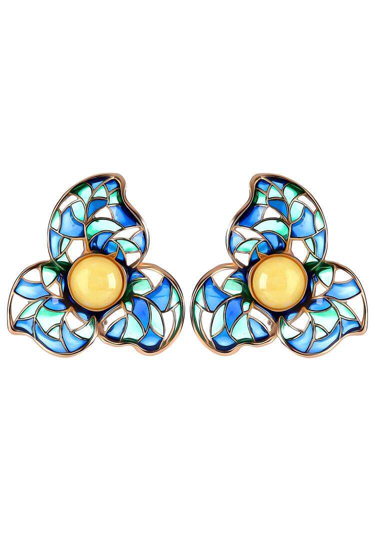 Серьги серебряные Дивный цветок шир.  750, рис. 2