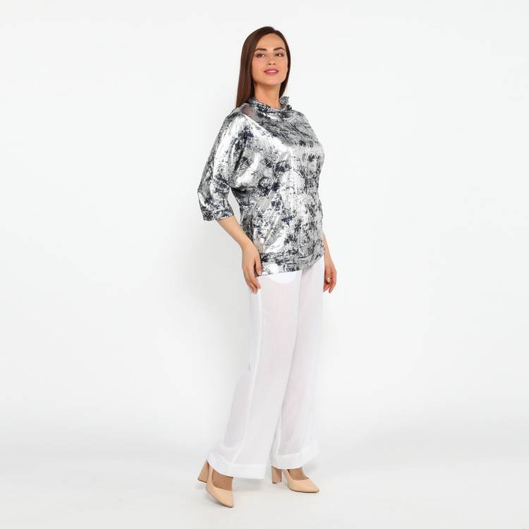 Блуза с блестящим принтом и воротником шир.  750, рис. 10