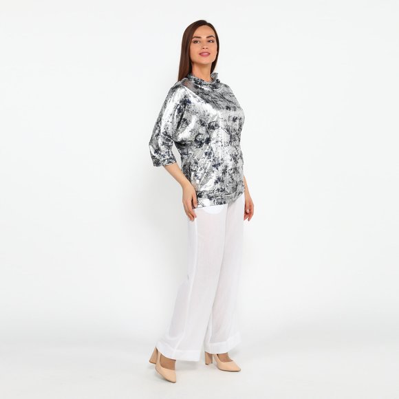 Блуза с блестящим принтом и воротником шир.  580, рис. 10