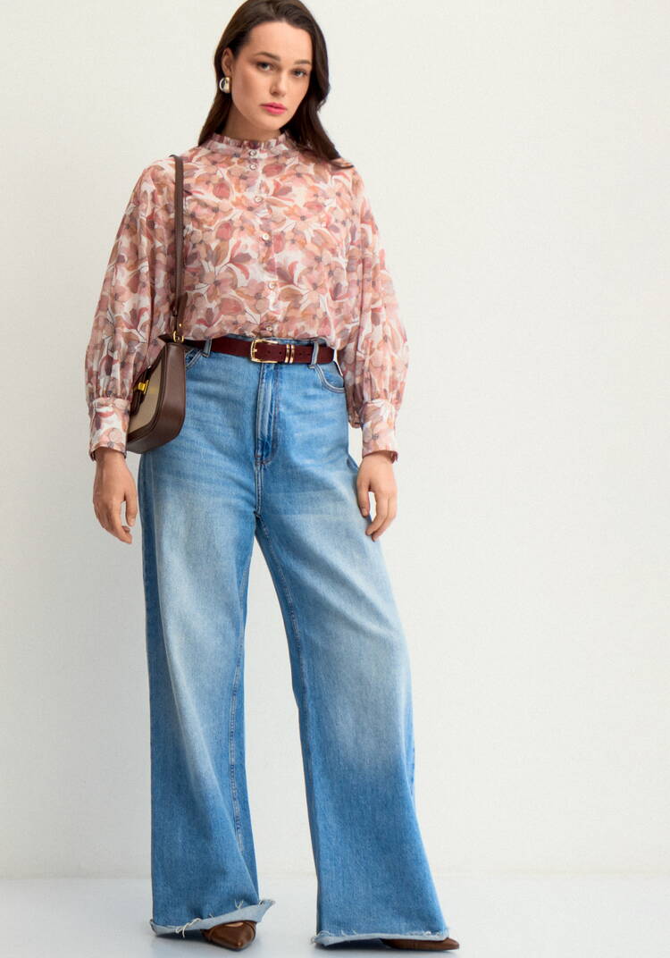 Блуза легкая с цветочным принтом шир.  750, рис. 8