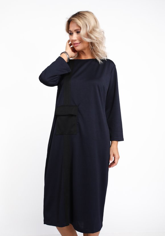 Платье однотонное с контрастной вставкой шир.  580, рис. 7