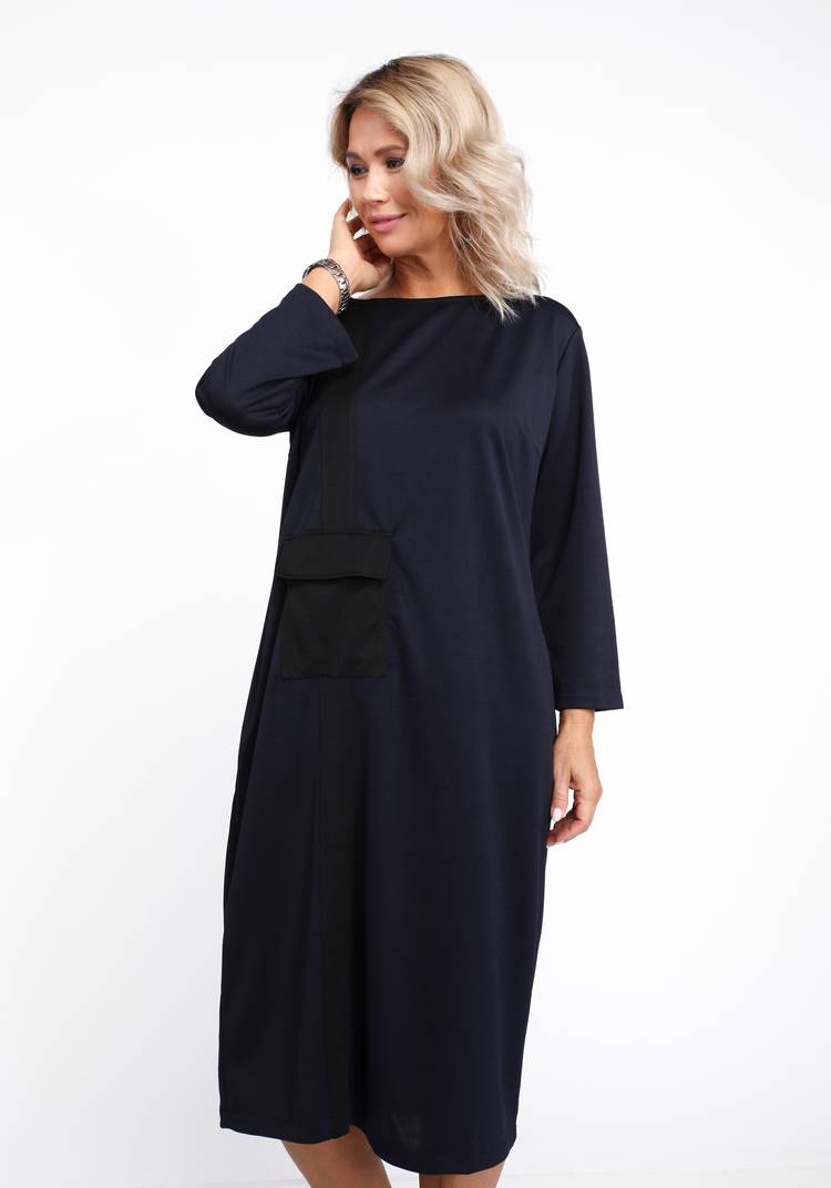 Платье однотонное с контрастной вставкой шир.  750, рис. 7