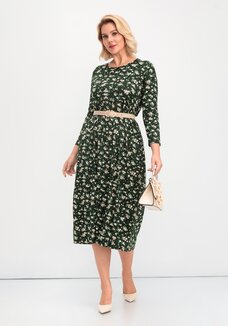 Платье с цветочным рисунком и рукавами 3/4