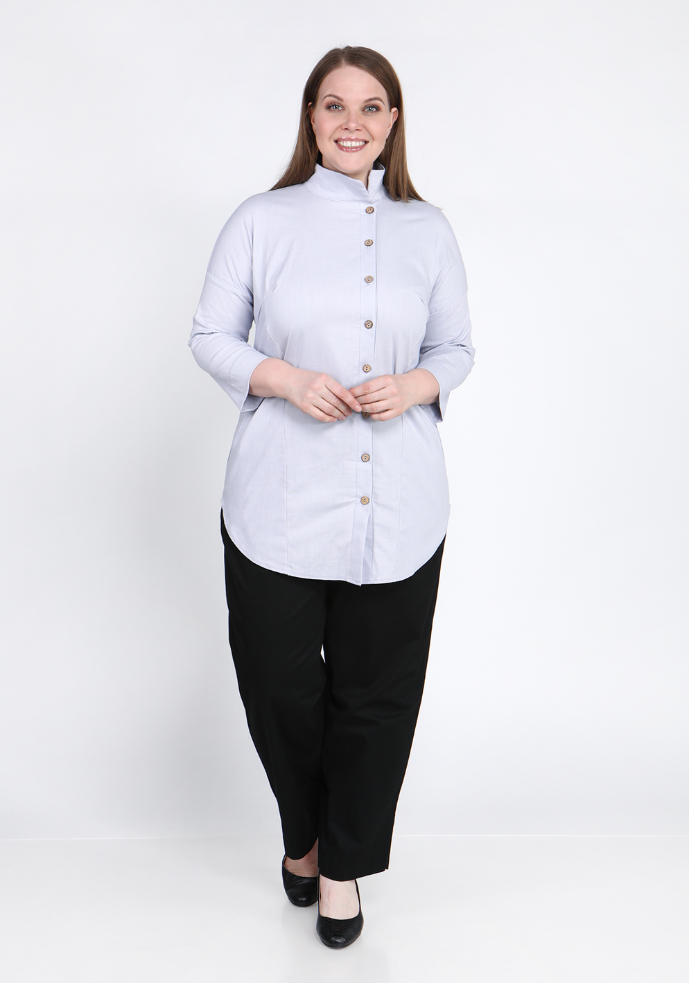 Блуза однотонная с карманами Frida, размер 48, цвет белый - фото 2