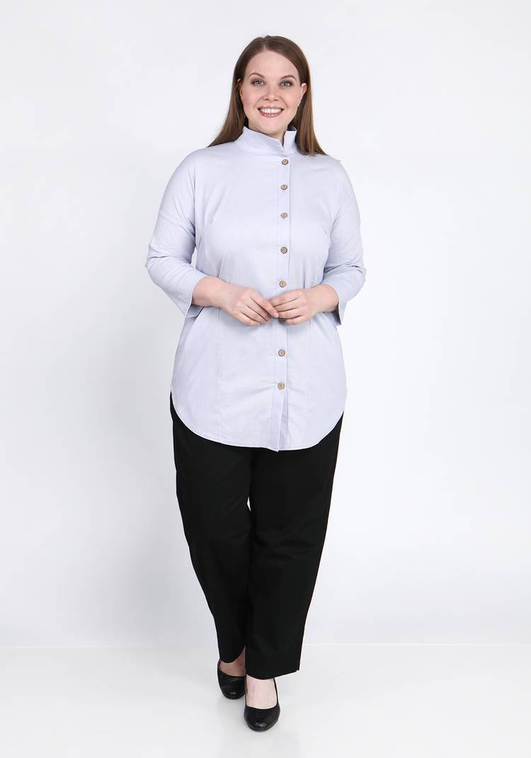 Блуза однотонная с карманами шир.  750, рис. 1